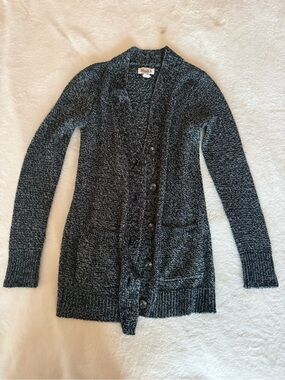 Mudd Black Marled Button-Up Cardigan